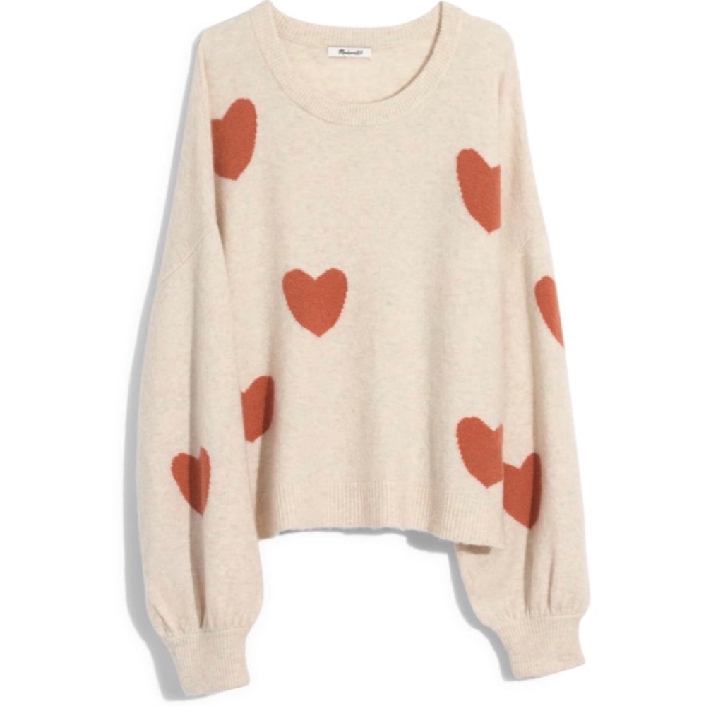 Madewell Heart Dot Balloon Sleeve Pullover Sweater